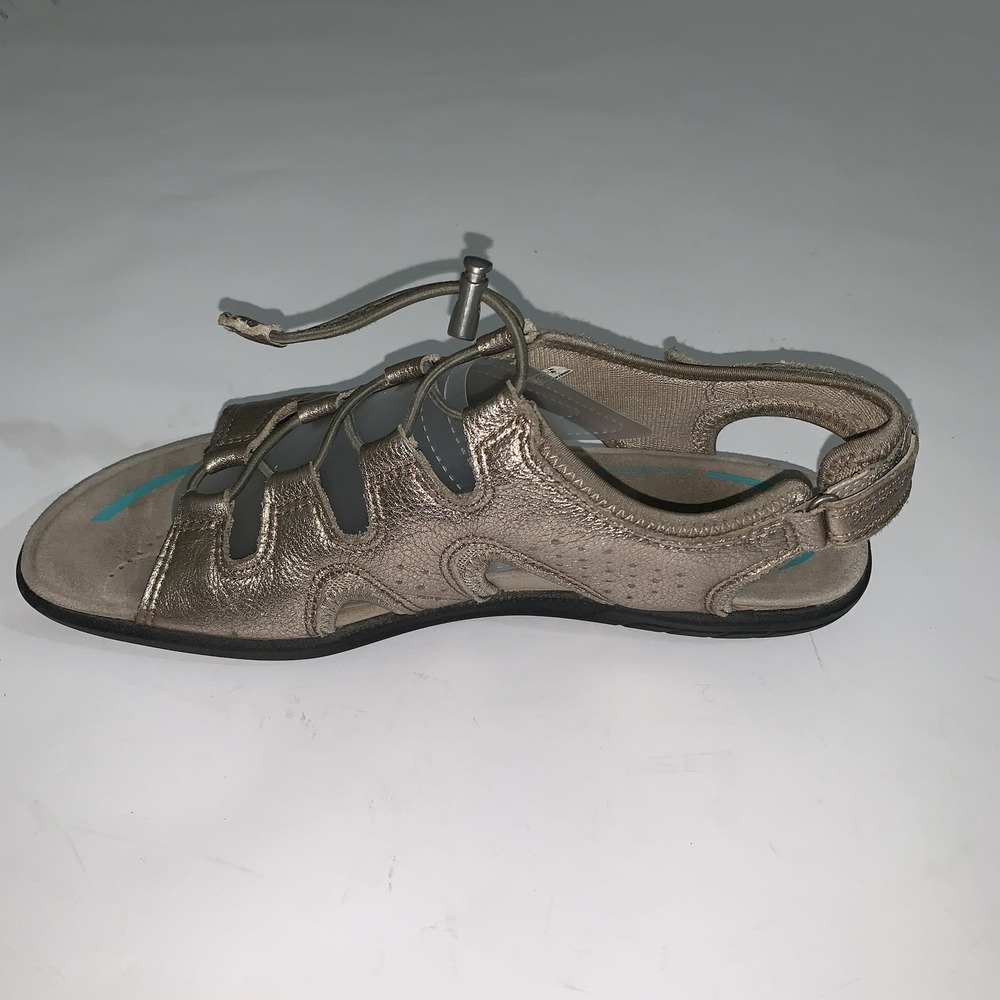ECCO Sandals Womens Size 9 Gold Leather Gladiator Hook & Loop Comfort Shoes - Picture 3 of 11